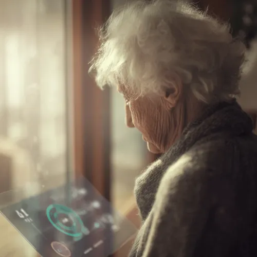 Older adult using simple health monitoring at home